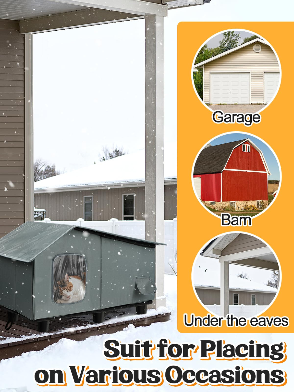 Heated Outdoor Cat House with Escape Door W200083