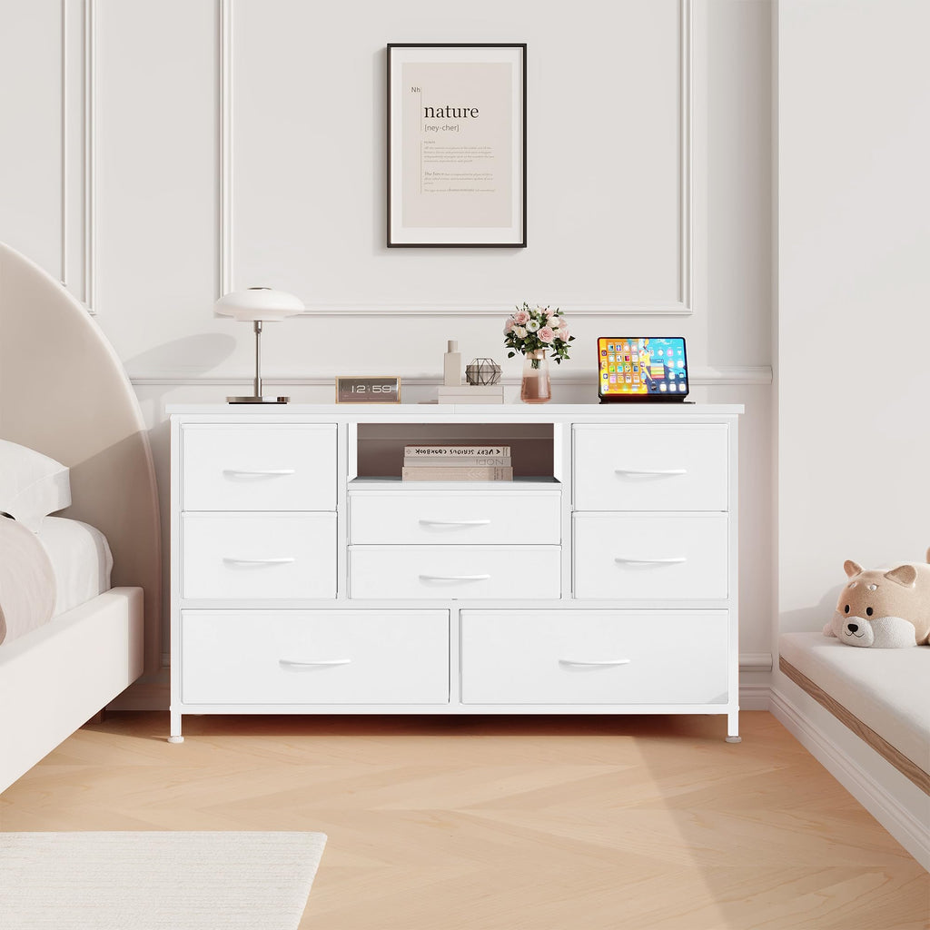 8 Drawer LED TV Stand Dresser with Charging Station N639946