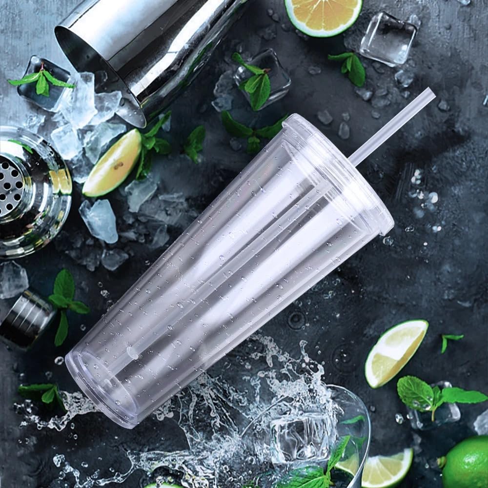 650ml Clear Tumbler with Lid and Straw O213398