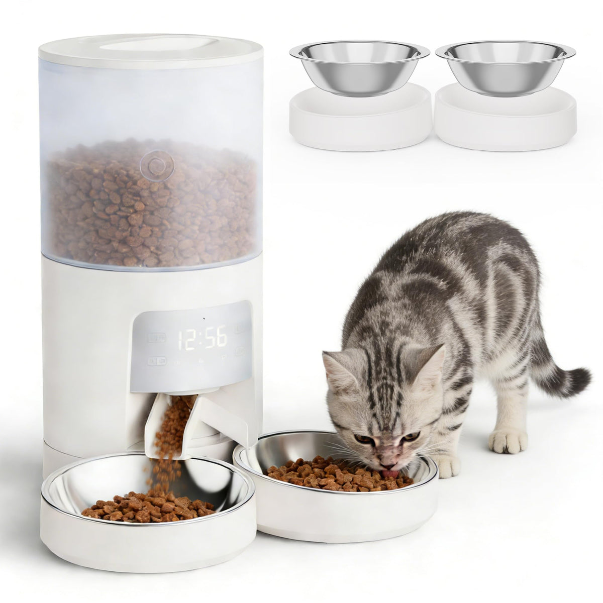 Automatic Cat Feeder for 2 Cats, 6L White U89861