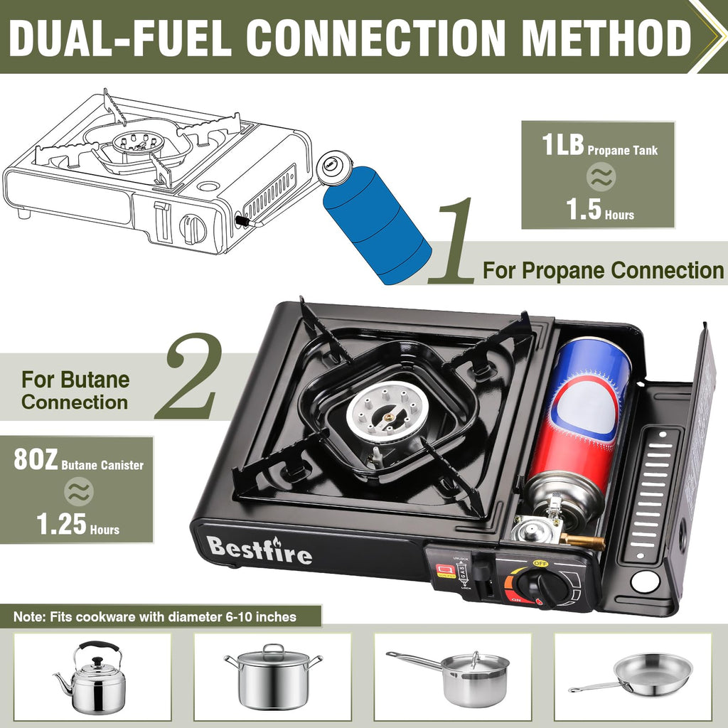 Portable Dual Fuel Single Burner Camping Stove Q14538