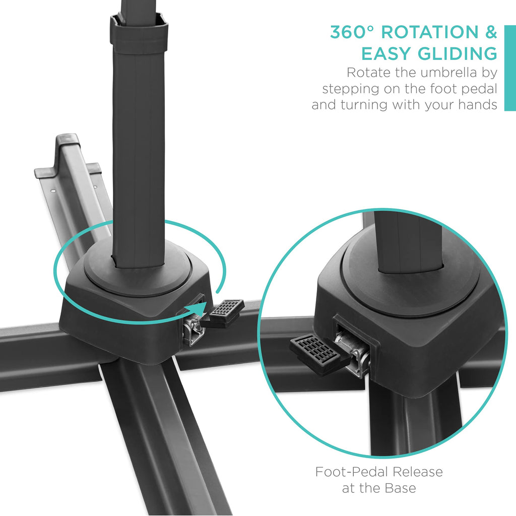 10ft Solar LED Cantilever Patio Umbrella I880