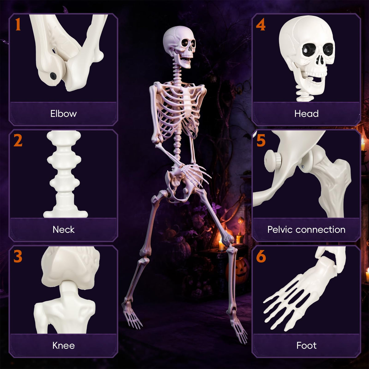 5.4FT Posable Life Size Skeleton (2PCS) X6448
