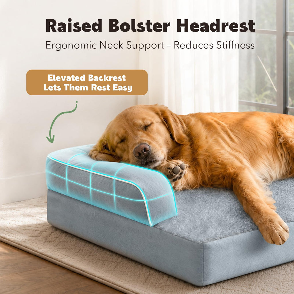 Washable Orthopedic Dog Bed with Bolster N405