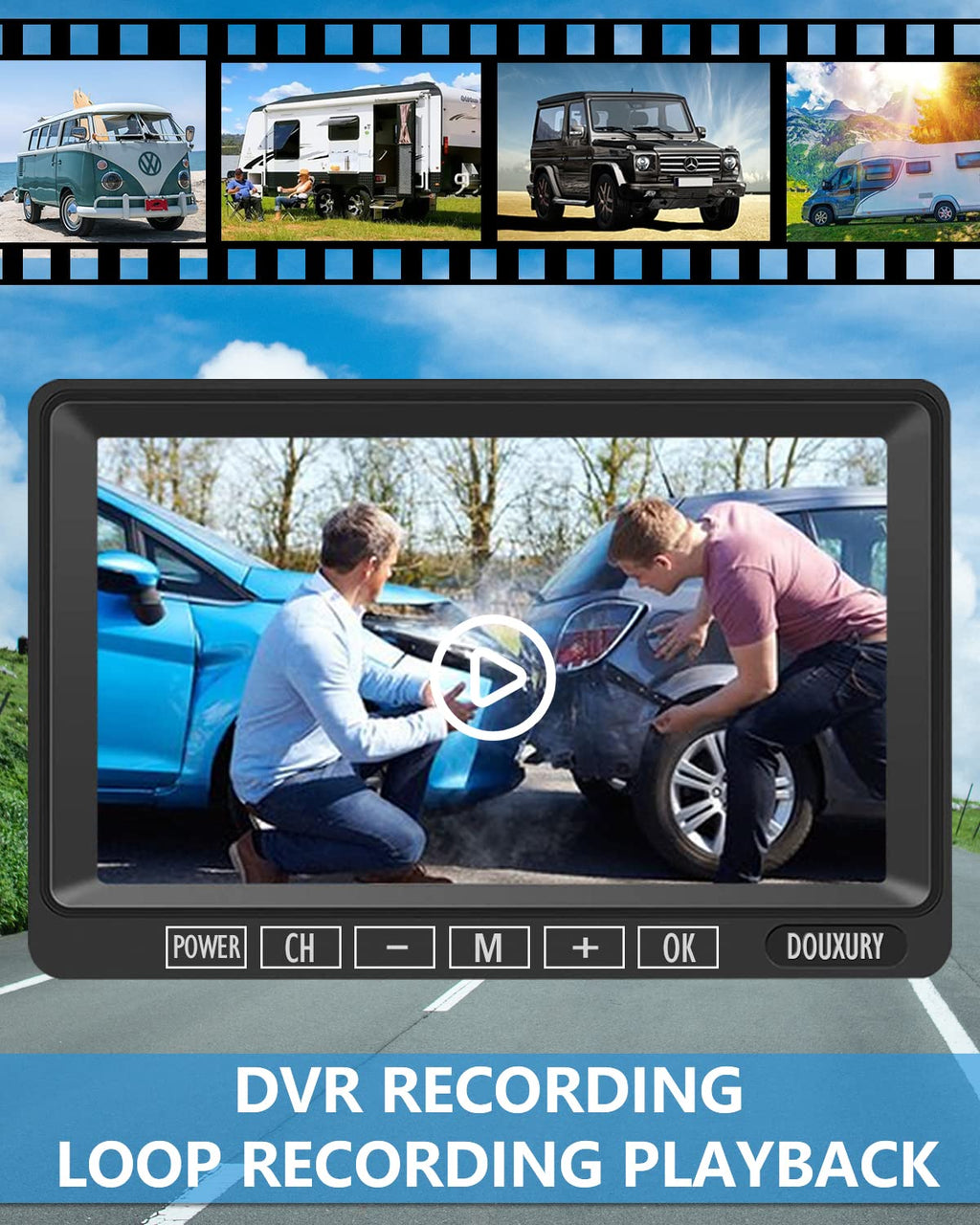 IP69 Waterproof HD 1080P Wireless Backup Camera System with 7" Monitor W6738