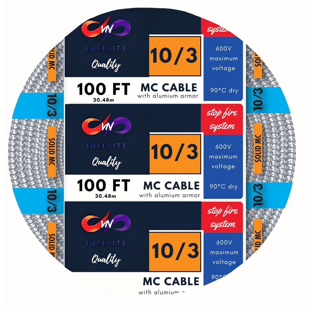 10/3 Metal Clad Aluminum Armor Cable 100 Ft T57354