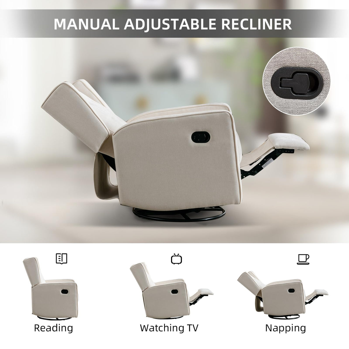 White Swivel Rocker Recliner Chair X69087