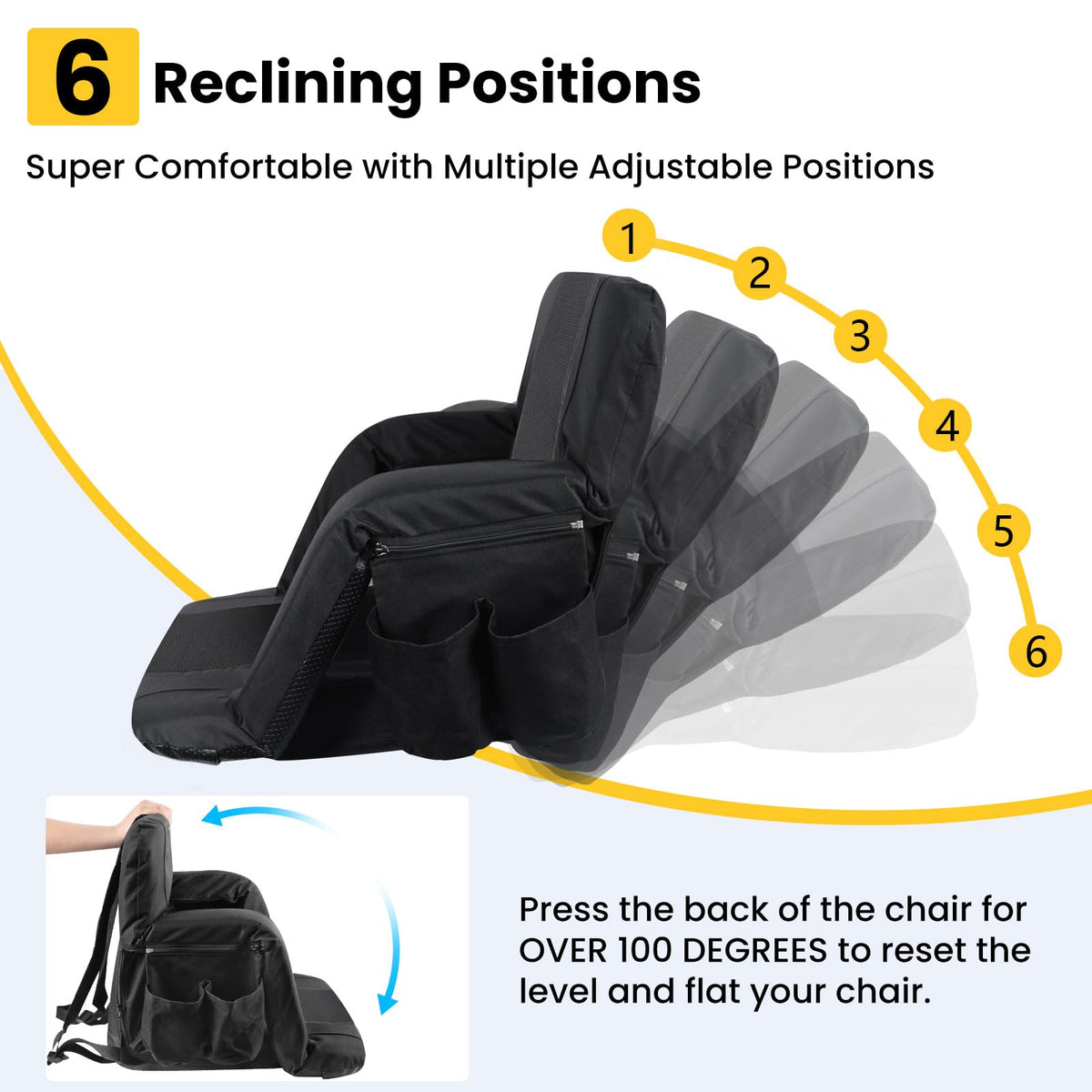 2 Pack Portable Folding Stadium Seats with Back Support and Cushion L893358