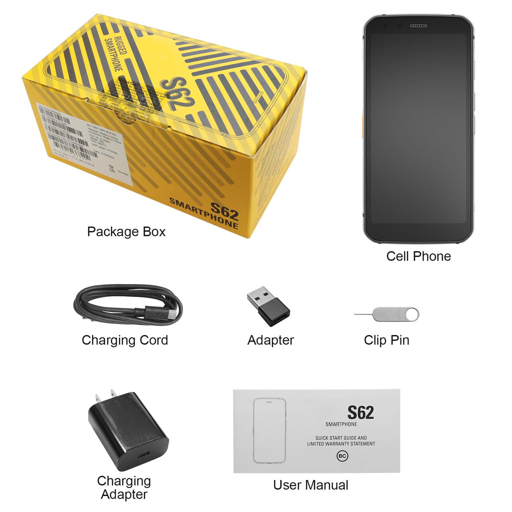 Unlocked Rugged Cell Phone 128GB IP68 Waterproof Android Smartphone Black L378