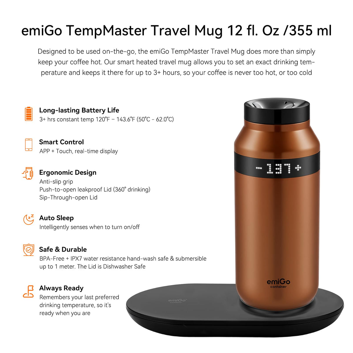 12 oz App Ctrl Heated Mug V1277