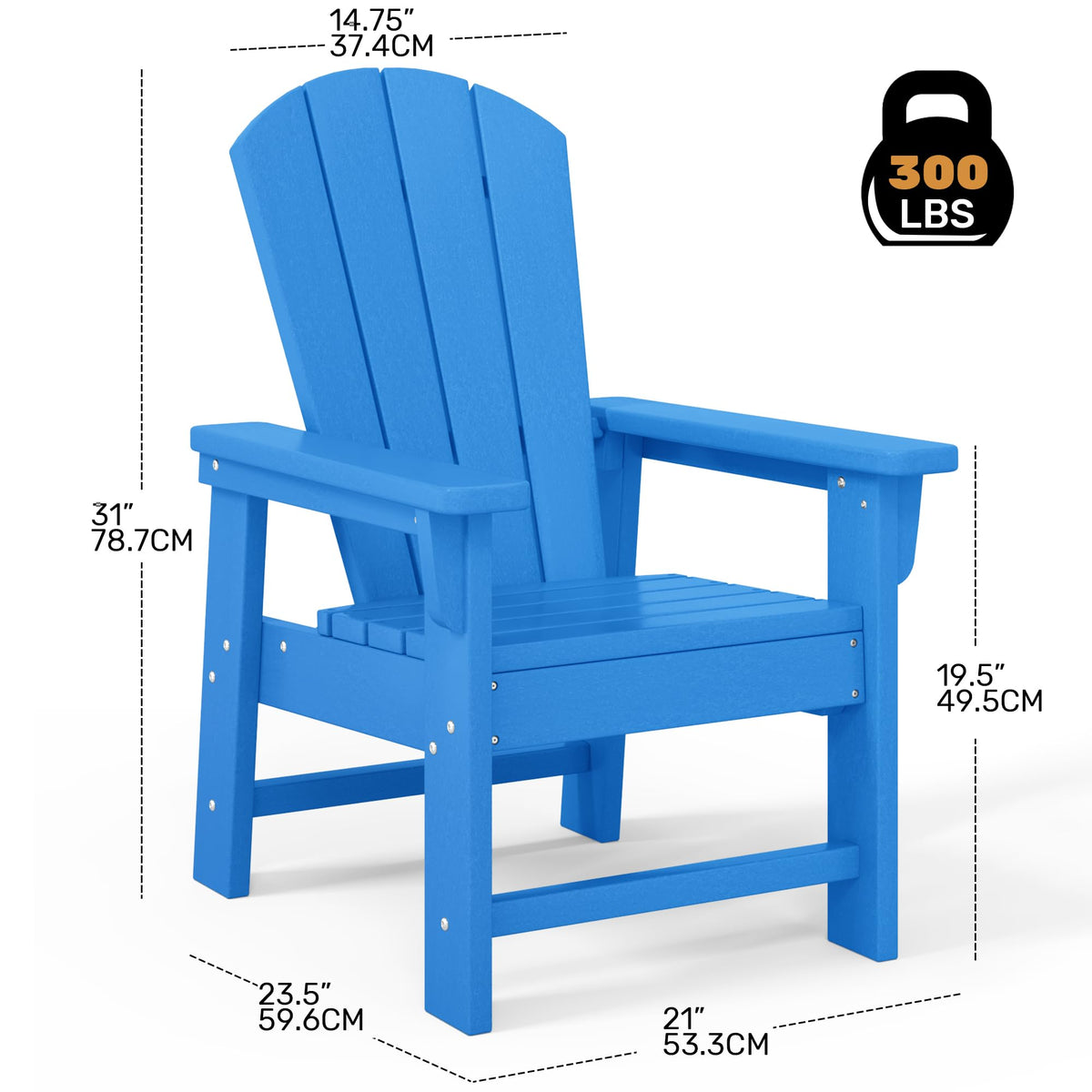 Kids Adirondack Chair Set of 4 Plastic Outdoor Pacific Blue L7068