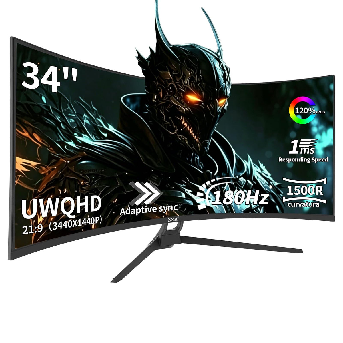 34 Inch Curved Ultrawide Monitor WQHD 165Hz 1ms HDR10 FreeSync G-Sync VESA Mount Compatible Y35029
