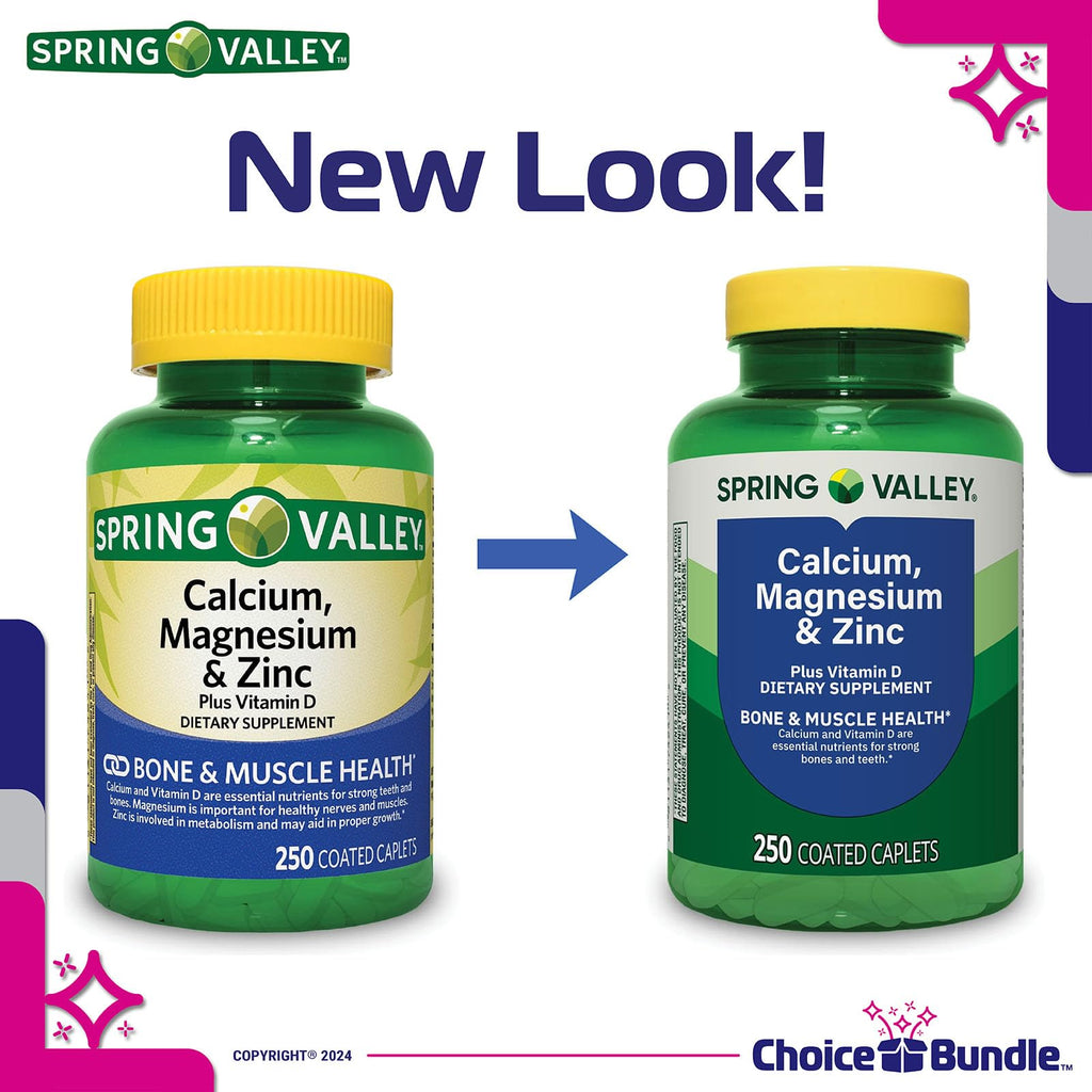 Calcium Magnesium Zinc Plus Vitamin D Caplets 250 Ct 2 pk D789