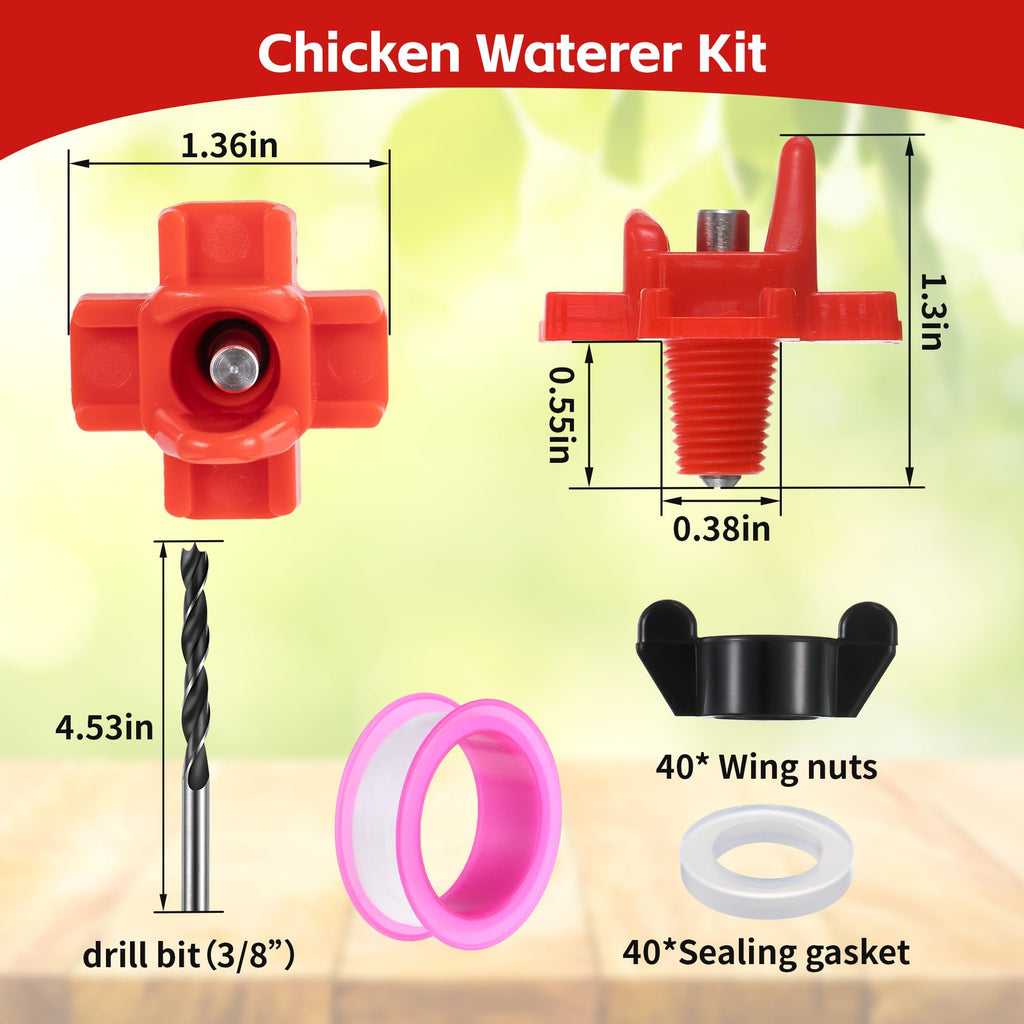 40 Pcs Chicken Waterer Nipples with Drill Bit V2121