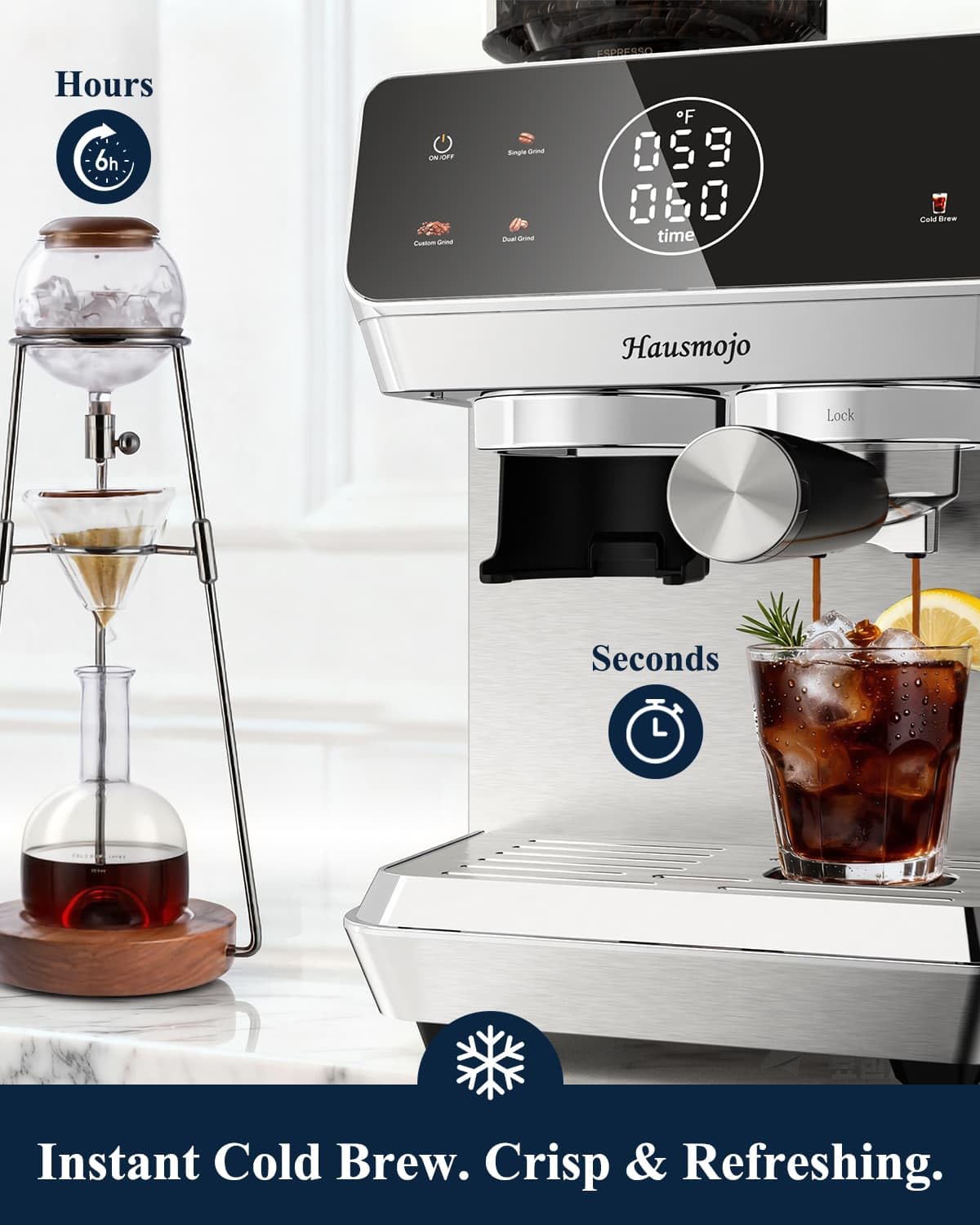 Espresso Machine with Burr Grinder and Steam Wand F2340