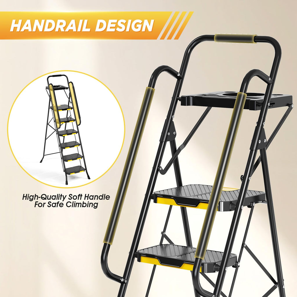Steel Step Ladder with Handrail P640