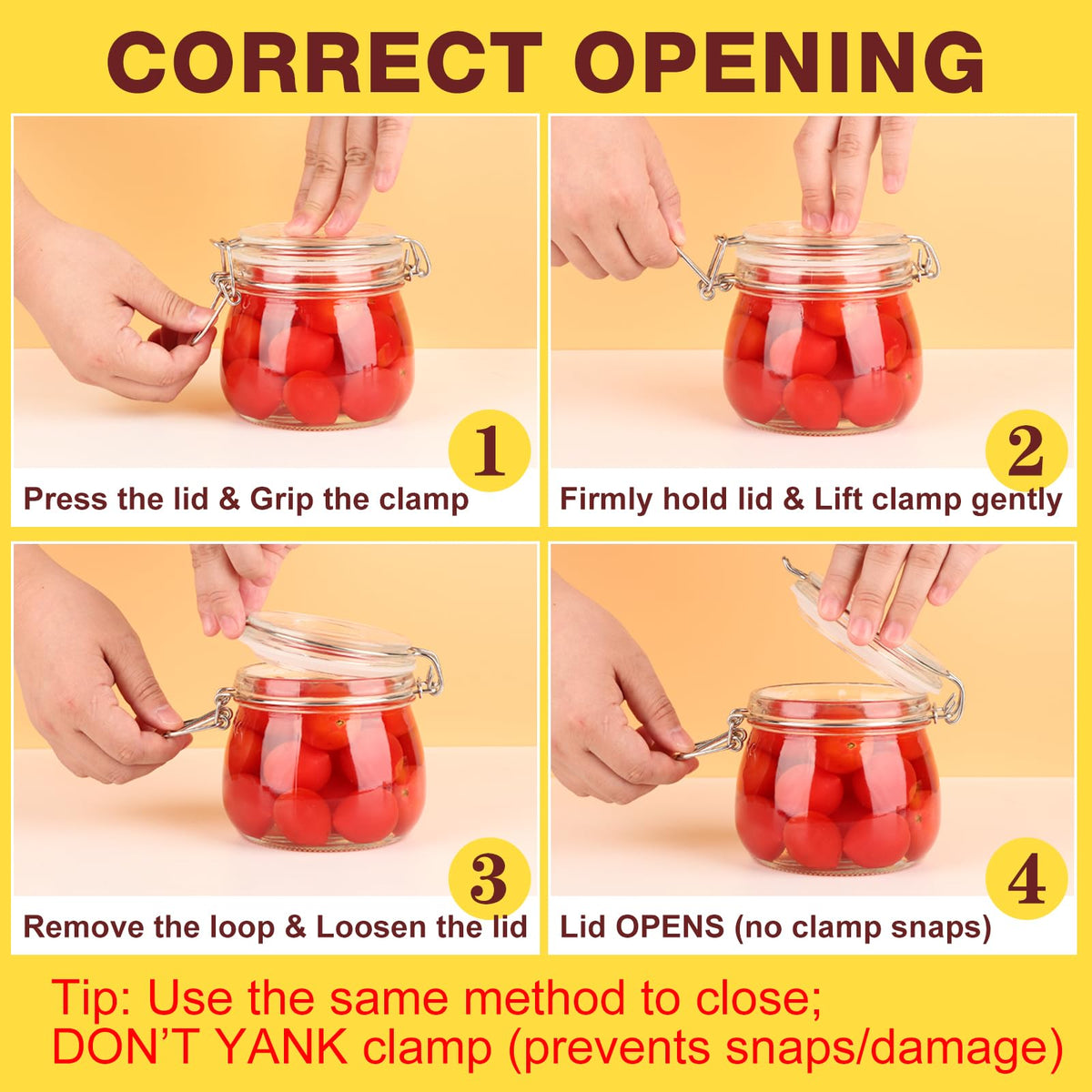 16oz Glass Jars with Airtight Lids, 6 Pack X195230