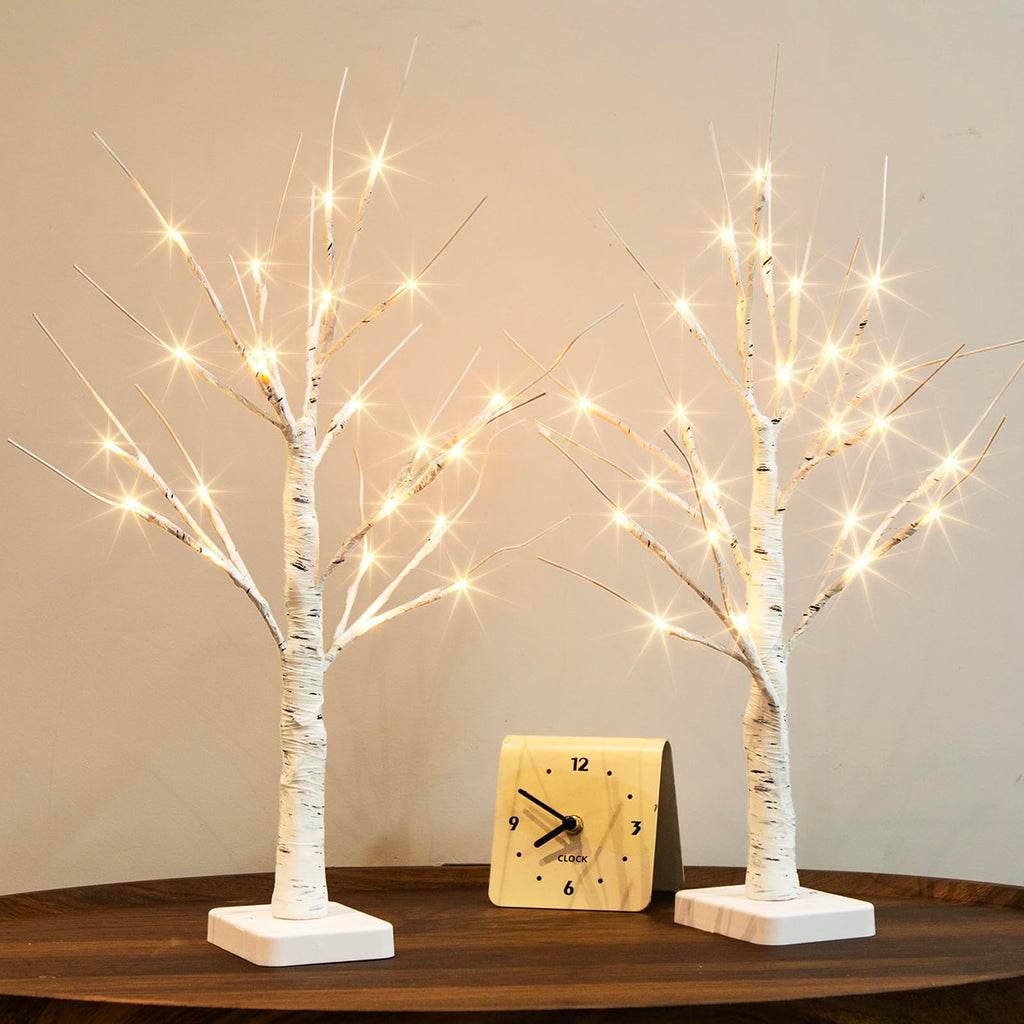 Lighted Birch Tree 2 Pack with 24 LED Battery Powered Timer Y38613