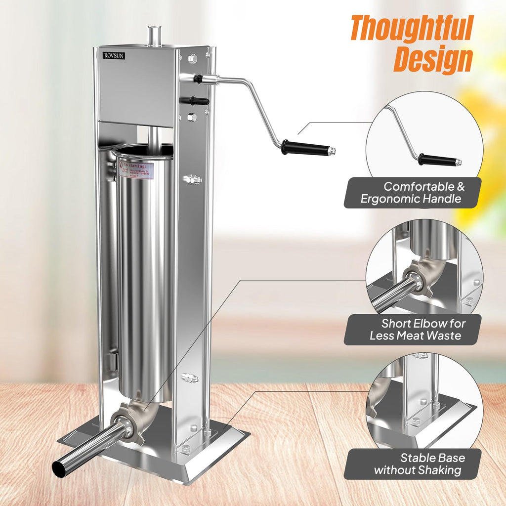 15LBS/7L Two Speed Stainless Steel Vertical Sausage Stuffer D2563