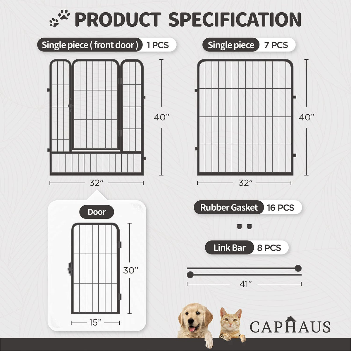 32 Inch Metal Foldable Pet Playpen with Door A80678
