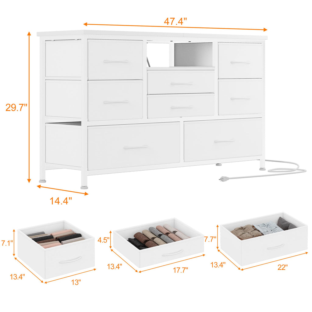 8 Drawer LED TV Stand Dresser with Charging Station N639946