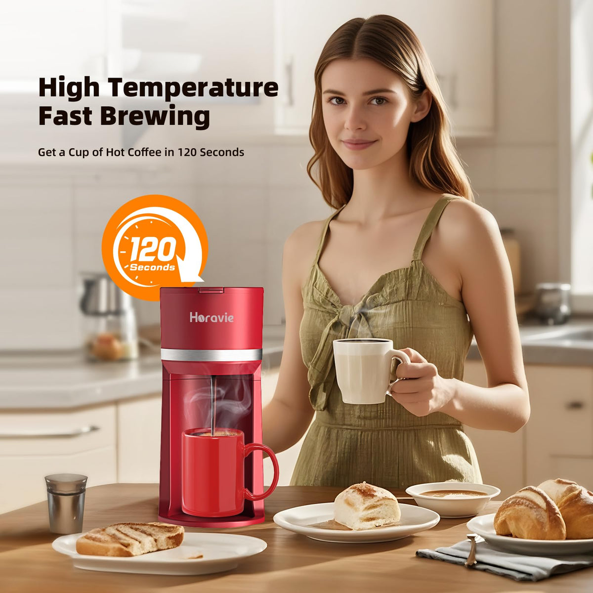 Single Serve Coffee Maker for K Cup and Grounds D49750
