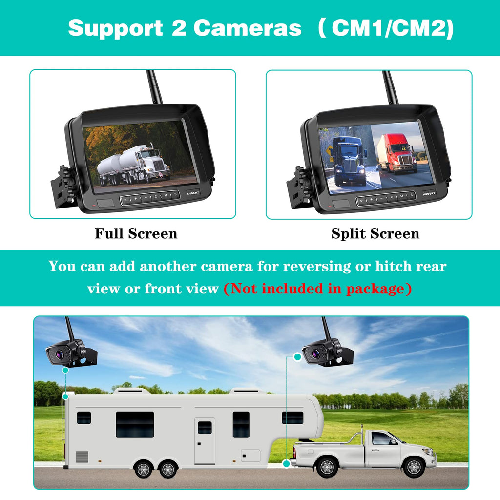 Wireless Backup Camera 7 Inch Monitor Rear View Camera System IP69 Waterproof Night Vision H13706