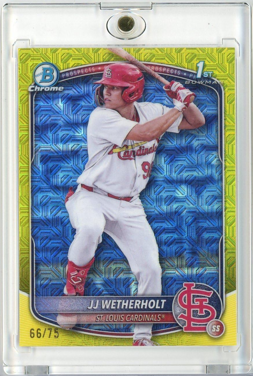 2025 Bowman Chrome JJ Wetherholt #BCP22 /75 Yellow Refractor Rookie Baseball Card E9028