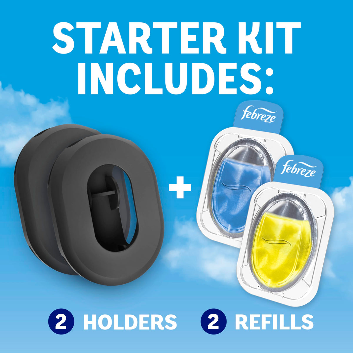 Can Air Freshener Stick-On Deodorizer, 2 Holders + 2 Refills I9559