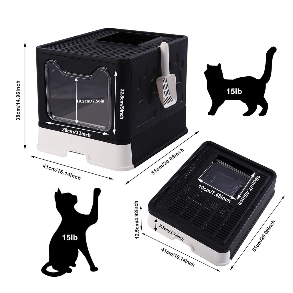 Foldable Large Cat Litter Box with Lid L7523