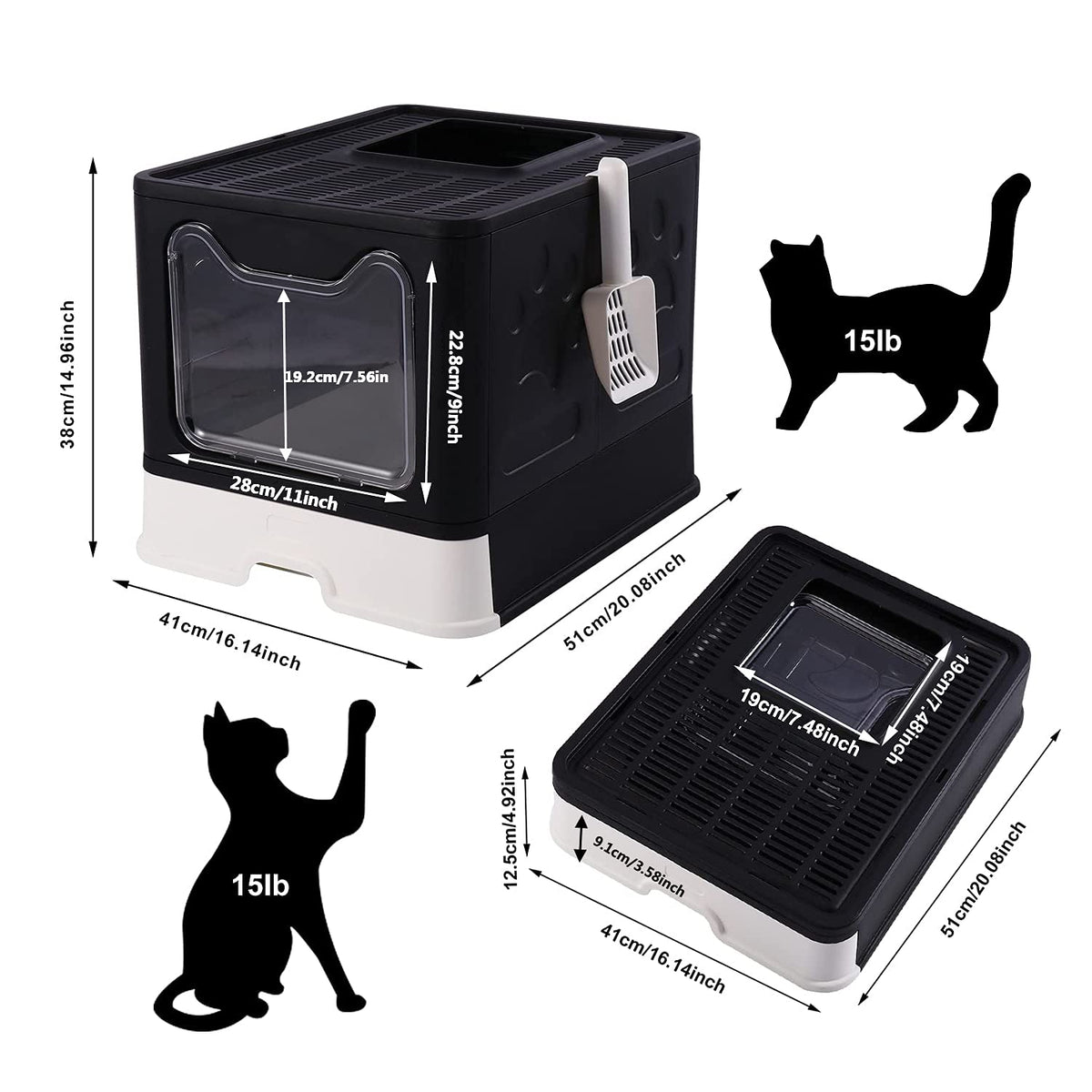 Foldable Large Cat Litter Box with Lid L7523