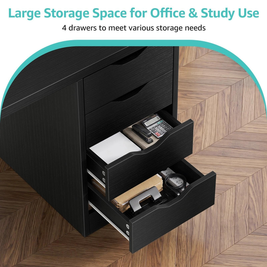 Black Computer Desk with Drawers Q763594