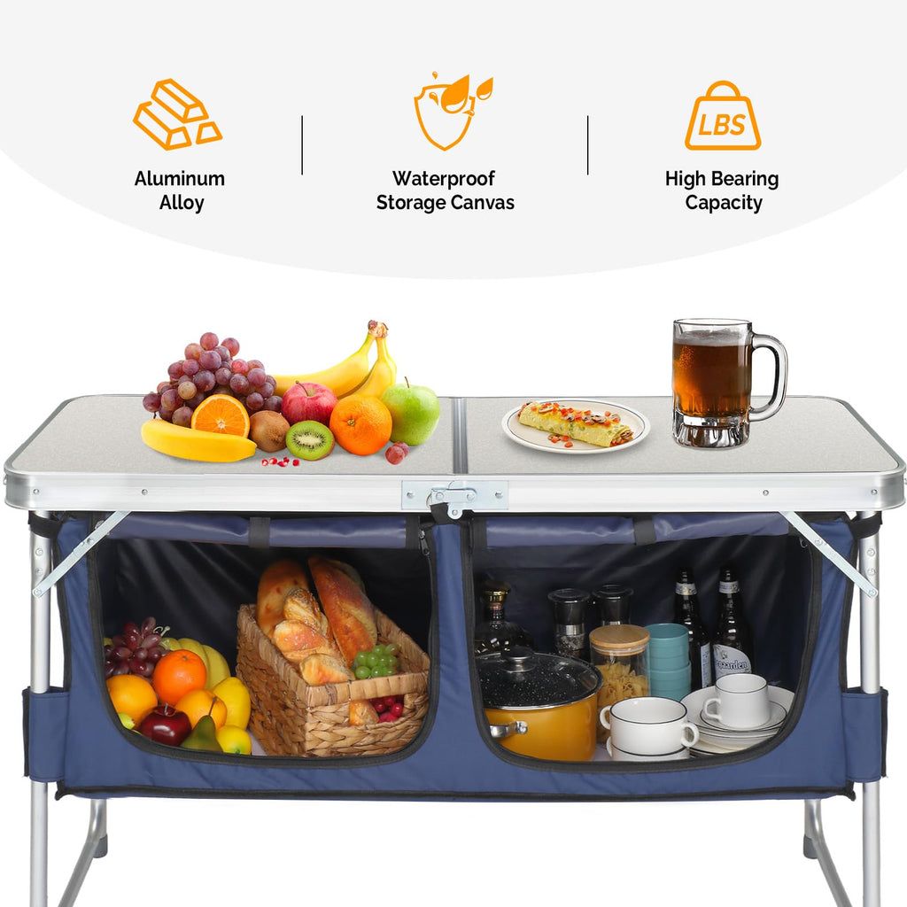 4 Ft White Aluminum Folding Camping Table P12552