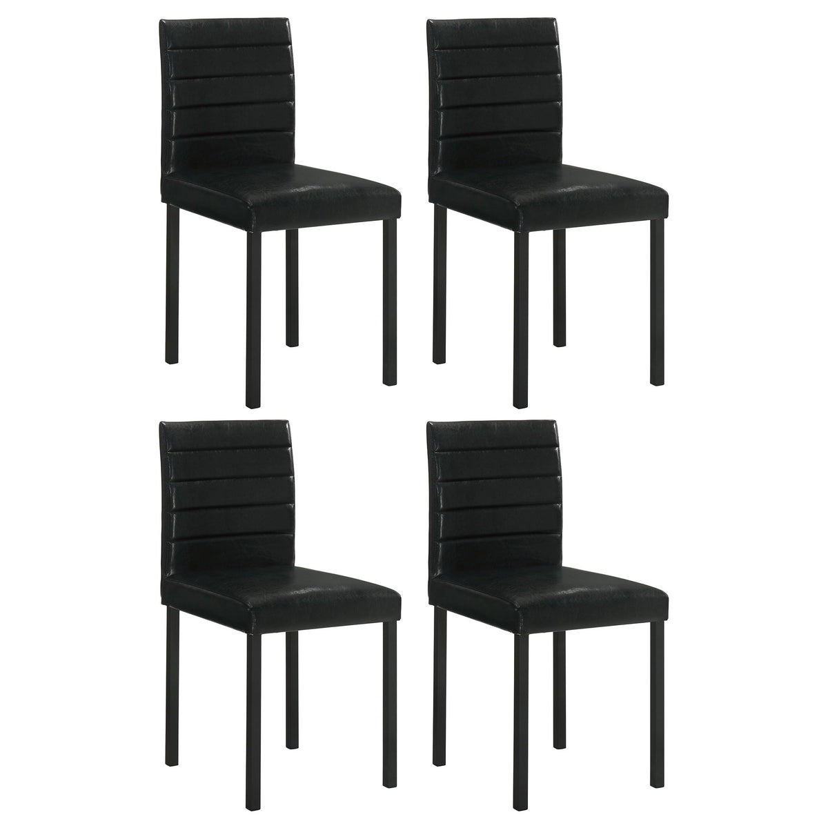 Black Faux Leather Dining Side Chair Set of 4 S32781