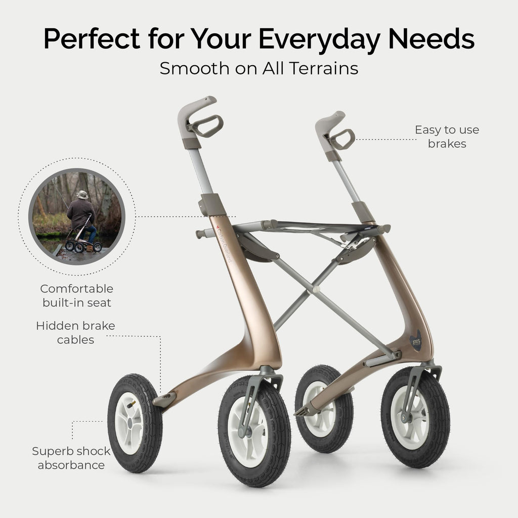 Carbon All Terrain Foldable Rollator with Seat R325