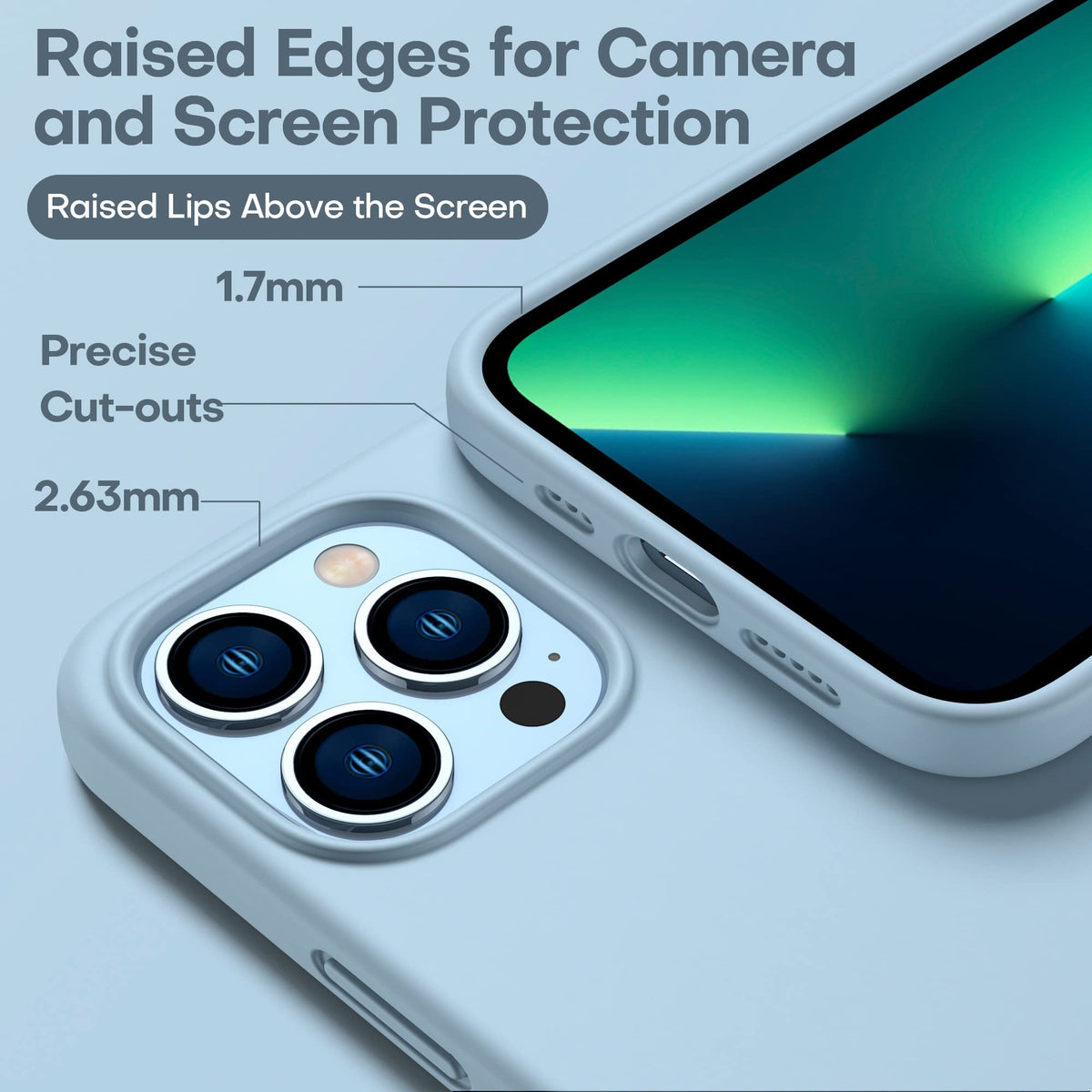 Light Blue Silicone Case with Glass Screen Protectors Q23821