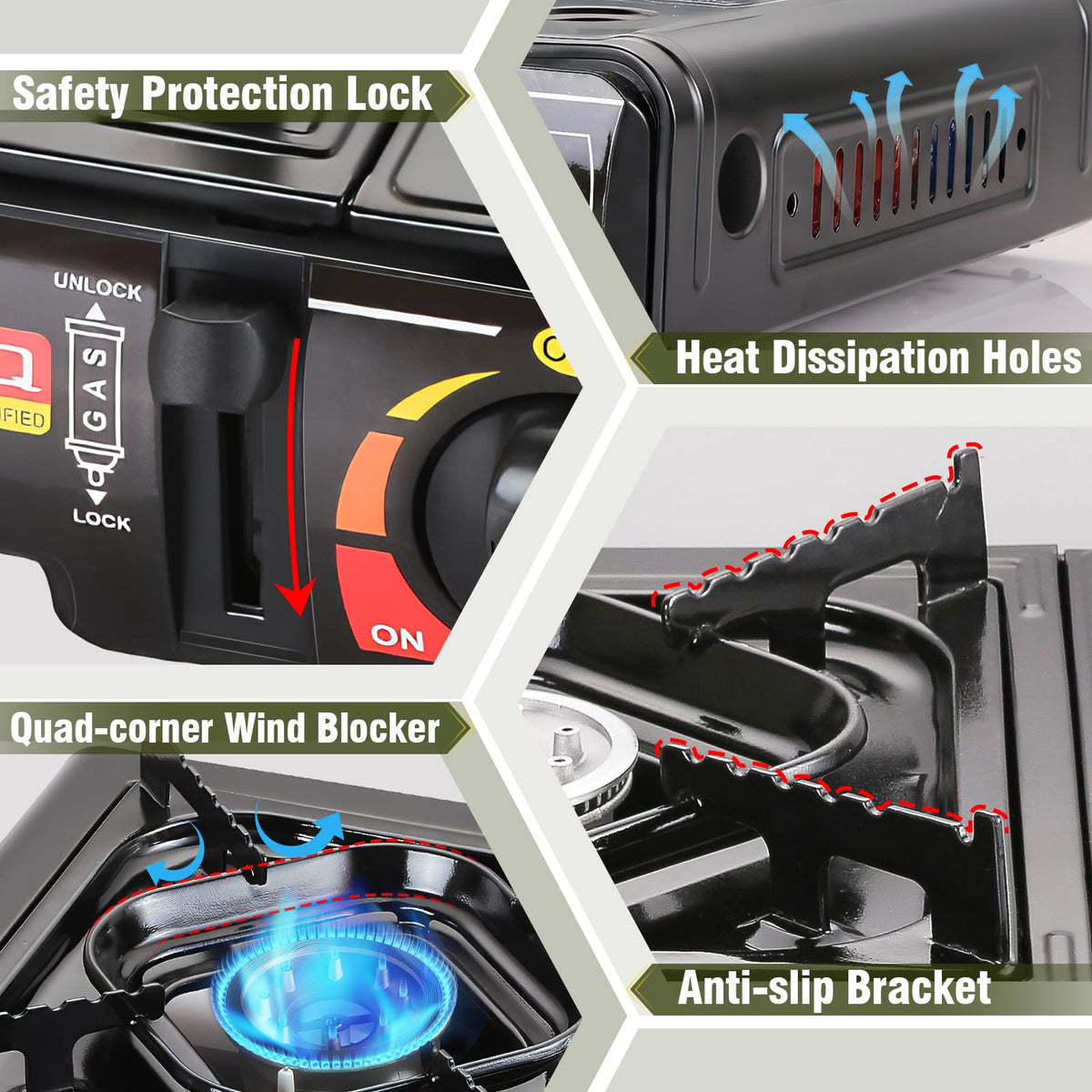 Portable Dual Fuel Single Burner Camping Stove Q14538