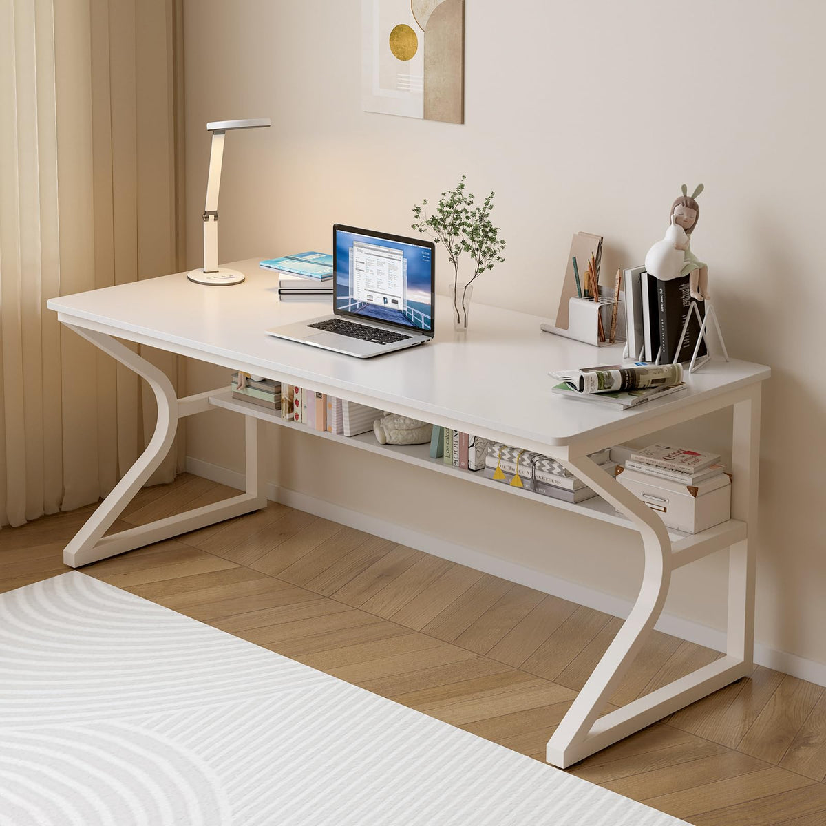 55-Inch Extra Long Desk with Storage Shelf Z712