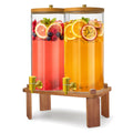 2PCS 1.5 Gallon Glass Beverage Dispenser with Wood Stand Q707