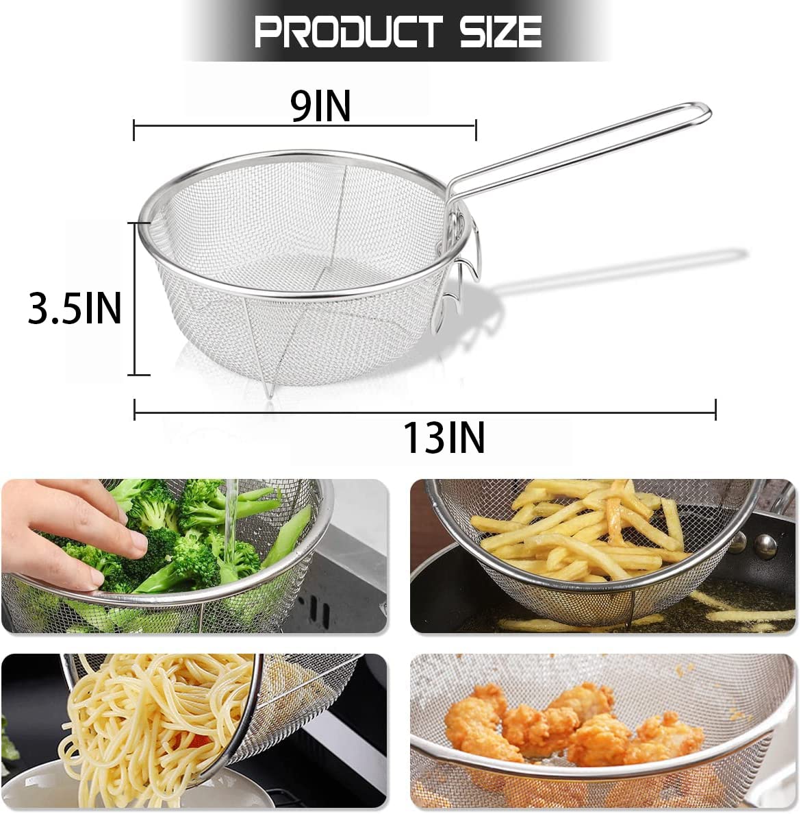 Stainless Steel Deep Fry Basket with Detachable Handle M539153