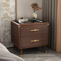 Solid Wood Nightstand with Wireless Charging Station and 2 Drawer Storage C363