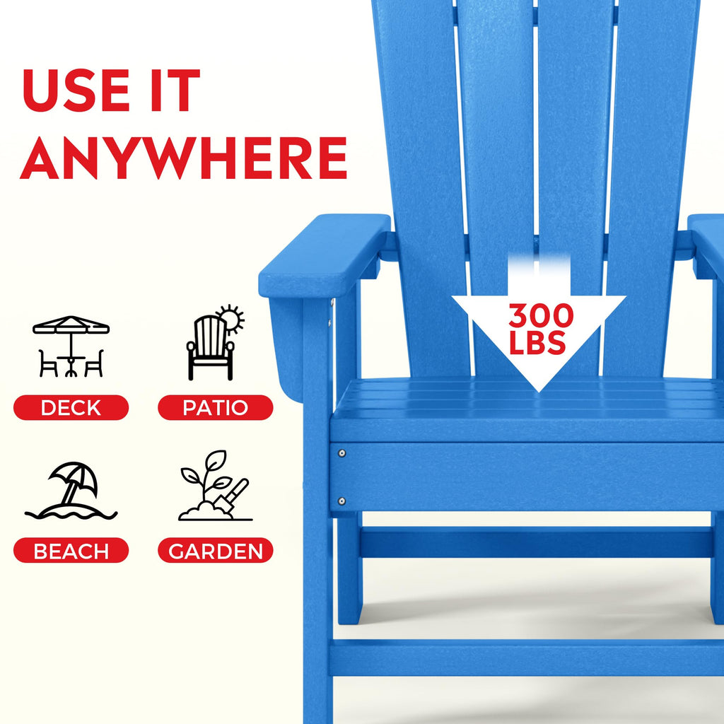 Kids Adirondack Chair Set of 4 Plastic Outdoor Pacific Blue L7068