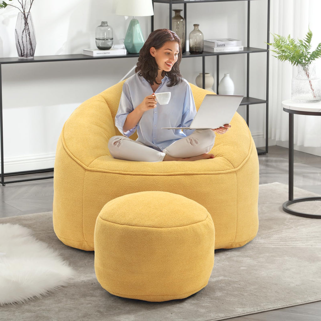 Upholstered Bean Bag Sofa Chair with Ottoman O3370