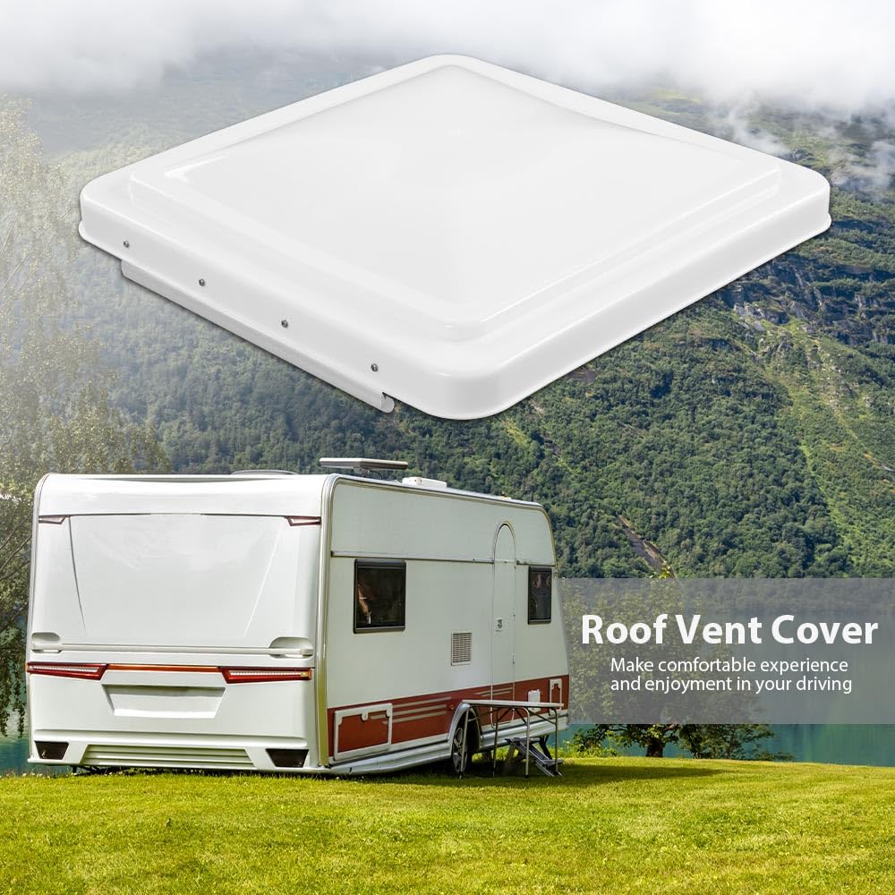 White 14" x 14" RV Roof Vent Cover 2 Pcs L251450