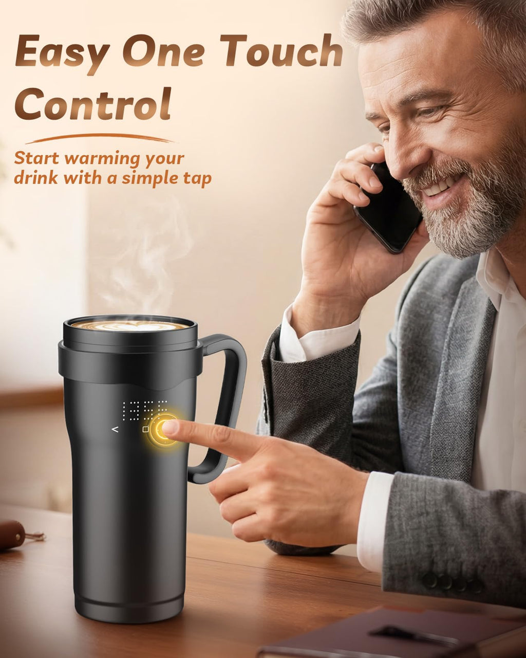 16oz Temperature Control Rechargeable Heated Mug U33988