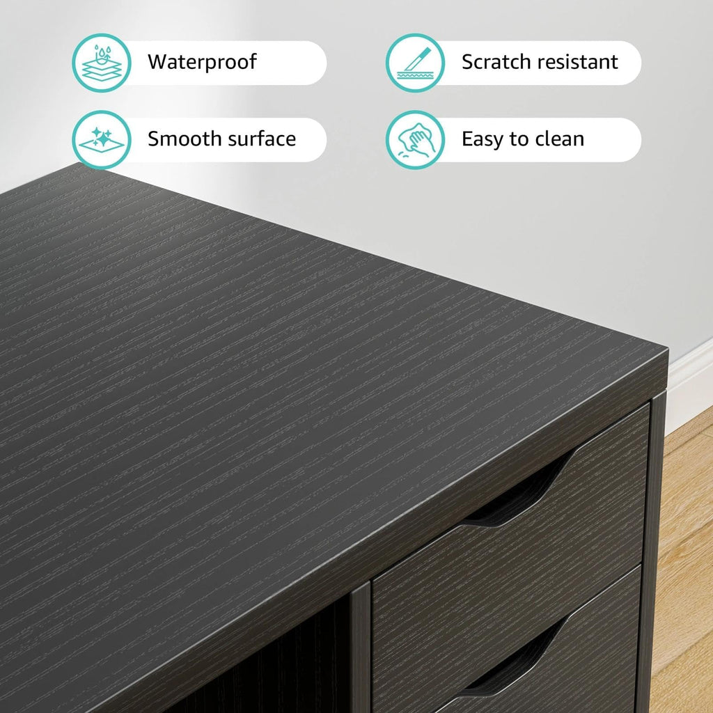 Black Computer Desk with Drawers Q763594