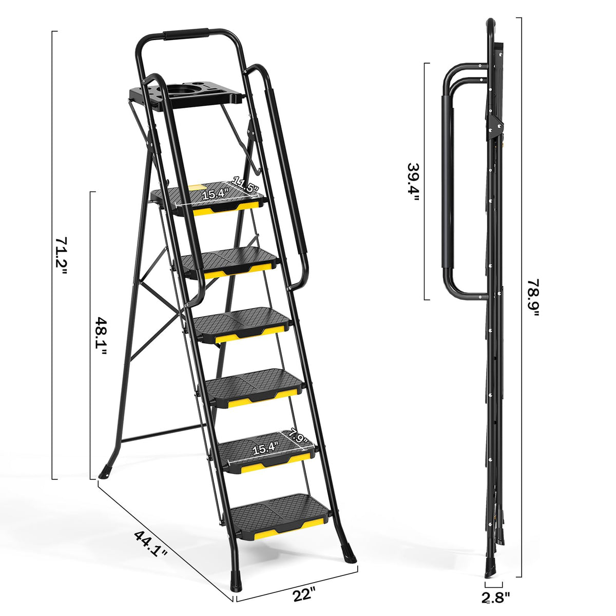 Steel Step Ladder with Handrail P640