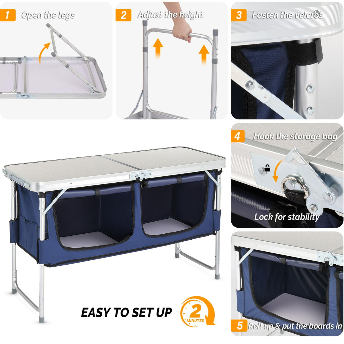 4 Ft White Aluminum Folding Camping Table P12552
