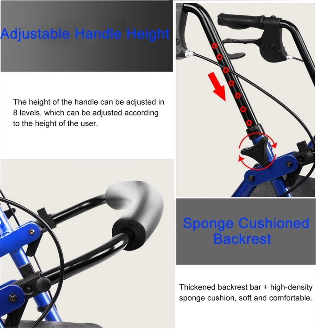 Blue Rolling Walker with Seat Basket Brakes Z486148