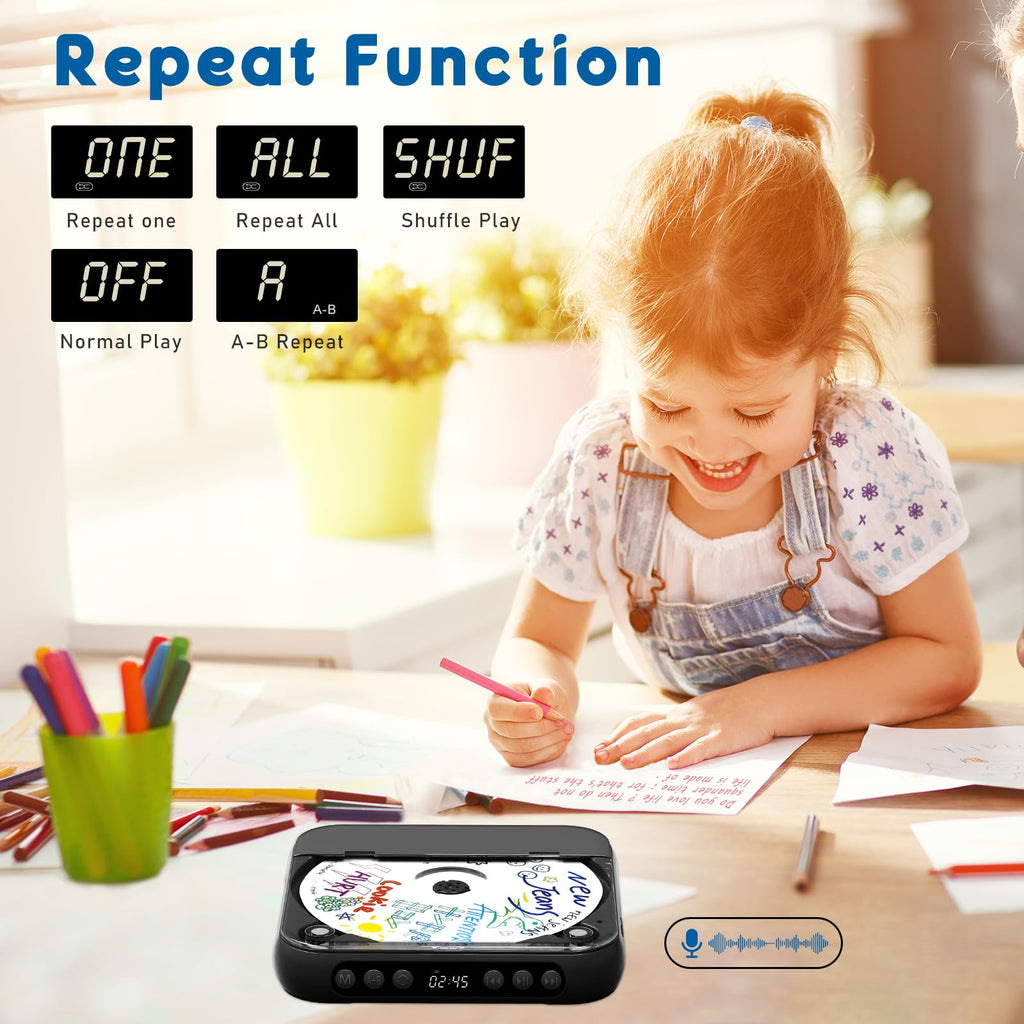 Black Portable Bluetooth CD Player P620
